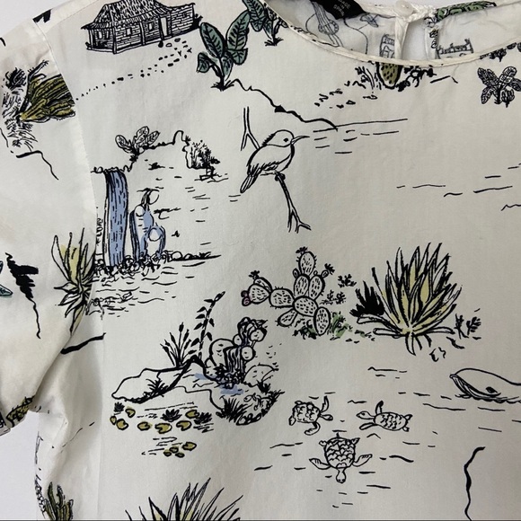 Zara Basic Desert Print Side Tie Top Sz XS - Picture 3 of 8